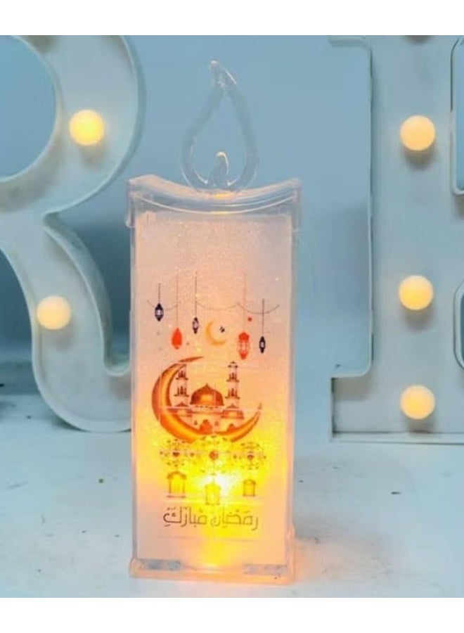 “شمعة «عيد مبارك» بدون لهب (قطعة واحدة) لرمضان والعيد—آمنة وأنيقة، مثالية لتزيين الأجواء الاحتفالية. - Image 1